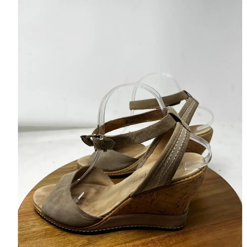 Timberland‎ Sandals  EARTHKEEPERS Maeslin Tan Leather Cork Wedge Sandals Size 10